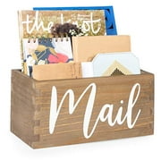 Ilyapa Mail Holder for Countertop - Barnwood Mail Storage Basket for Entryway Table Decor - Basket for Mail