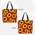 thumbnail image 3 of Naloa Sunflowers On Red Tote Bag for Women, Foldable Tote Bag With Zipper, Large Shoulder Bag, Top Handle Handbag for Travel, Work, Shopping, 3 of 9