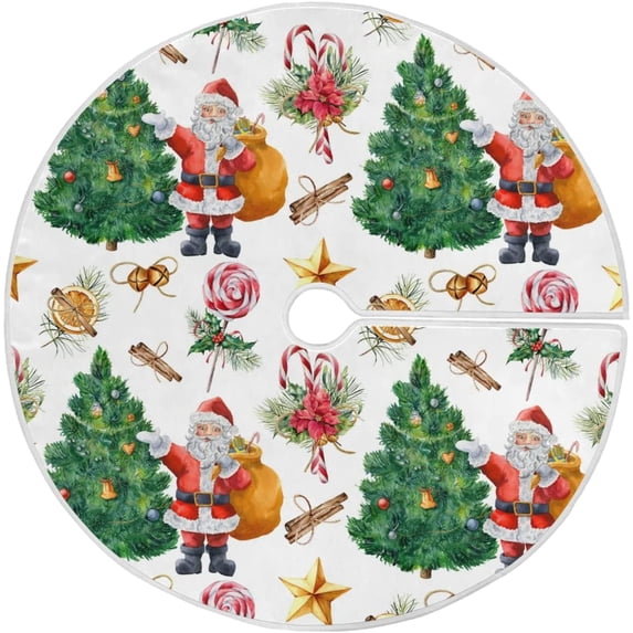 FMSHPON Christmas TreeSanta ClausGift Xmas Christmas Tree Skirt Stand Mat for Holiday Party Decoration Indoor Outdoor 48 inches