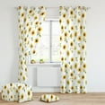 thumbnail image 2 of Blackout Window Curtains White Modern Sunflower Silky Satin Watercolor Yellow Flower Green Leaf Floral Grommet Drape Living Room Bedroom Decor Thermal Insulate(53 inch Wide by 108 inch Long -2 Panels), 2 of 6