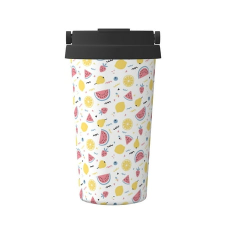 

KLL Watermelon And Lemon Pattern Stainless Steel Vacuum Insulated Tumbler - Carry Insulated Coffee Mug - Reusable Insulated Cold Brew Iced Coffee Cup Thermos