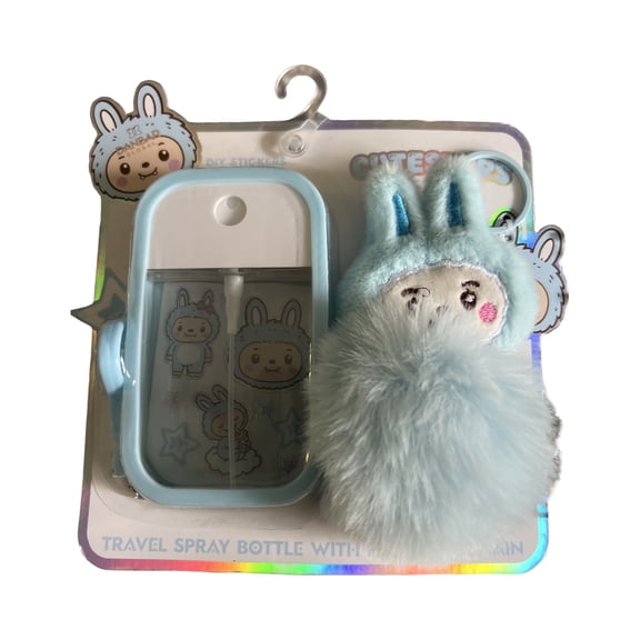 Cute Travel Spray Bottle with Plush Keychain, 50mL Refillable Mist Bottle, DIY Stickers Included