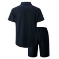 thumbnail image 4 of RMGVDSD Mens Short Sets 2 Piece Outfits Fashion Casual Summer Mens Shirts Loose Fit Short Sleeved Shorts Set Comfortable Breathable Beach Outfit Comfort Sweatsuit Set, 4 of 9