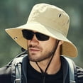 thumbnail image 2 of harmtty Windproof Bucket Hat Men Summer Sun Hat Windproof Strap Wide Brim Anti uv Sun Foldable Portable Gardening Fishing Travel Outdoor Fisherman Khaki, 2 of 6