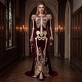thumbnail image 7 of Women's Halloween Skeleton Costume, Gothic Witch Dress with Long Sleeves and Round Neck, Medieval Renaissance Cosplay Dress for Halloween Party, Costume Events & Themed Parties, 7 of 7