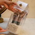 thumbnail image 6 of Acrylic Makeup Brush Holder with Lid - Clear Cosmetic Makeup Brush Organizer and Storage Box with Cover for Vanity - Transparent white, 6 of 6