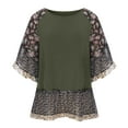 thumbnail image 5 of Cute Party Summer Tops for Women Plus Size Boho Flowy Loose Womens Blouses Trendy Tunics Round Neck Floral Print Color Block Shirts for Women Dressy 3/4 Sleeve Casual Tshirt, 5 of 7