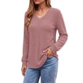 thumbnail image 2 of Fantaslook Long Sleeve Shirts for Women V Neck Textured Tops Fall Blouses Lightweight Tunic Pullover, 2 of 8