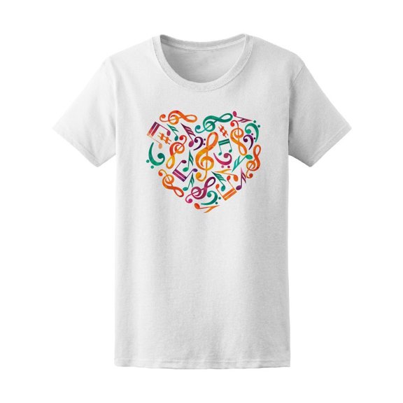 Music Notes Colorful Heart Tee Women's -Image by Shutterstock