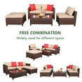 thumbnail image 4 of 5 Pieces Outdoor Rattan Sectional Furniture Set, Patio Cushioned Conversation Sofa Set with Glass Coffee Table, All Weather PE Wicker Chairs Set for Backyard, Balcony, Poolside, Deck, D7923, 4 of 10
