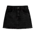 thumbnail image 4 of Puyaiuu Girls Casual Solid A‑Line Frayed Hem Denim Mini Skirt For Teens 4‑15 Years Old Black 100%Denim Gift, 4 of 9