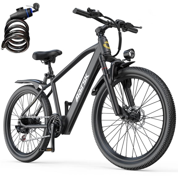 Unibike 26'' Ebike for Adults, 748W Peak Motor, All-Terrain Electric Mountain Bike, 36V 10AH Battery, Top Speed 22 MPH, Dual Suspension, Black