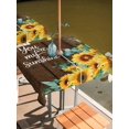 thumbnail image 2 of Outdoor Tablecloth with Umbrella Hole for Patio/Picnic/Party/Camping, Sunflower Waterproof Table Cloth Square Cover Washable, Summer Botanical Yellow Floral Brown Wooden (60"x 60"), 2 of 8