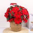 thumbnail image 6 of YOHAVEN Artificial Poinsettia Flowers 2Pcs Red Christmas Bouquet 11.8" Faux Silk Flower With Velvet Petals Holiday Decorations For Xmas Tree Fireplace Wreath Door Yard Grave Holiday Party, 6 of 7