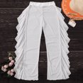 thumbnail image 6 of DondPO Swimsuit Coverup for Women Beach Cover Ups Mesh Ruffle Trim Cover Up Pants Beach Cover Up Beach Wrap Bikini Shiny Wraps Ruffle Pants Womens Swimsuits Beach Dresses White XL, 6 of 9