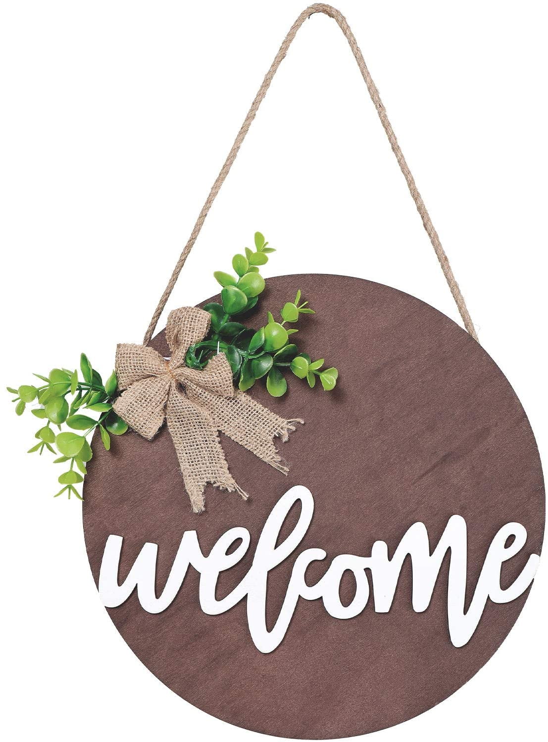 Sign Rustic Front Door Decor Round Wood Hanging Sign,