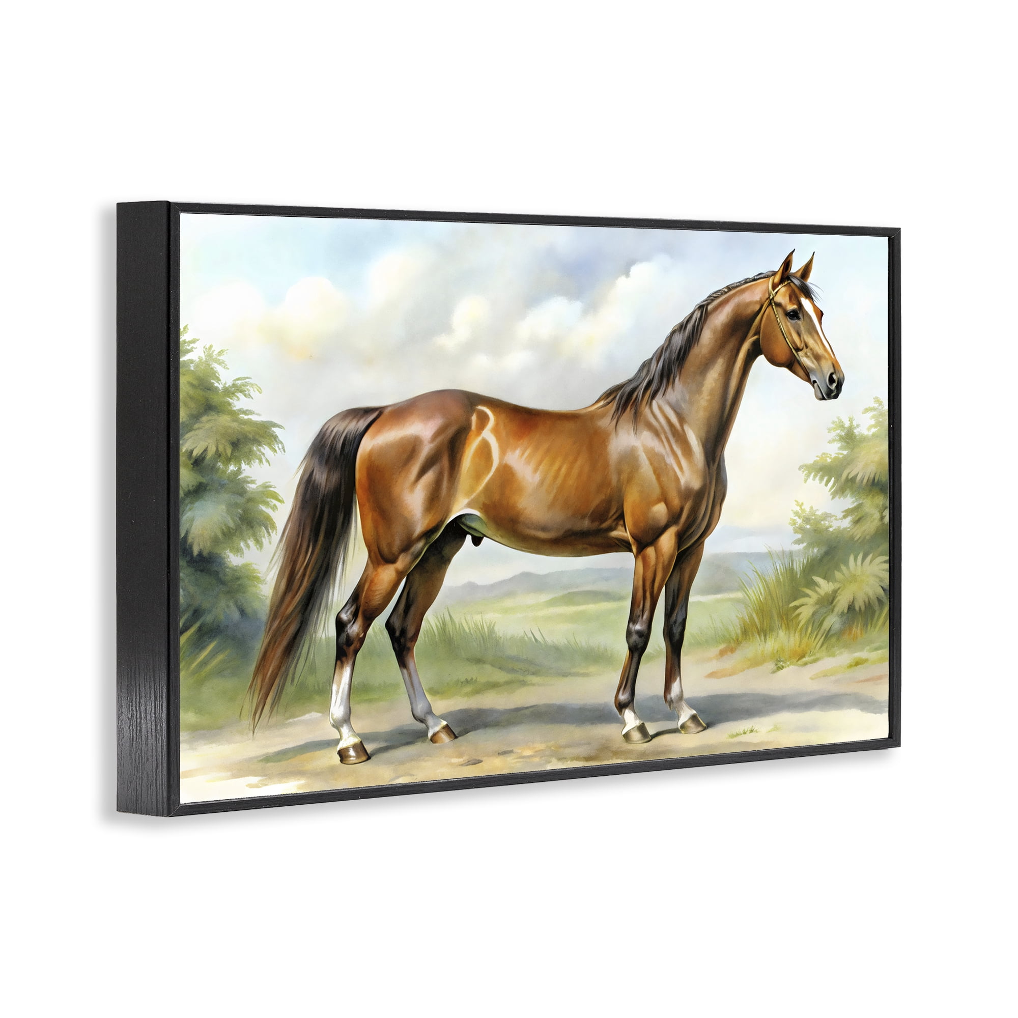 Stupell Industries Majestic Horse in Pastoral Landscape Black Framed Giclee Art, design by Creative Studio