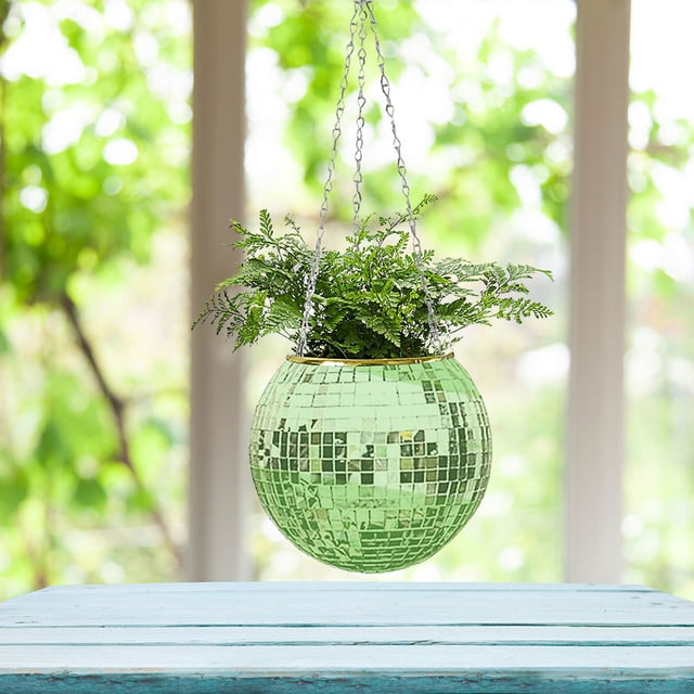 Bola de discoteca Colgante Maceta Espejo Maceta Maceta Florero Cesta (Verde 15 cm) Ndcxsfigh Nuevos Originales
