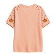 thumbnail image 3 of Jamsmile Women T-Shirts Halloween Pumpkin Football Print Round Neck T Shirts Comfort Pullovers Trendy Basic Loose Tees Shirts, 3 of 3