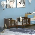 thumbnail image 3 of Gymax 2-in-1 Convertible Toddler Bed Kids Wooden Bedroom Furniture w/ Guardrails Brown, 3 of 9