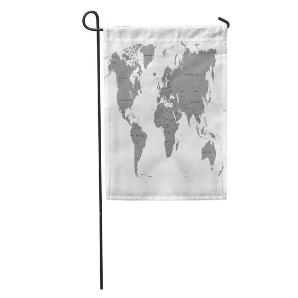 NUDECOR Gray Black The Earth World Map on Antarctica Globe White Garden Flag Decorative Flag House Banner 12x18 inch