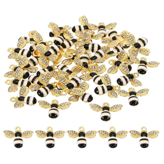 Uxcell 40 Pcs Durable Bees Charm Bees Bracelet Charm Pendants Enamel Resin Rhinestone Black White