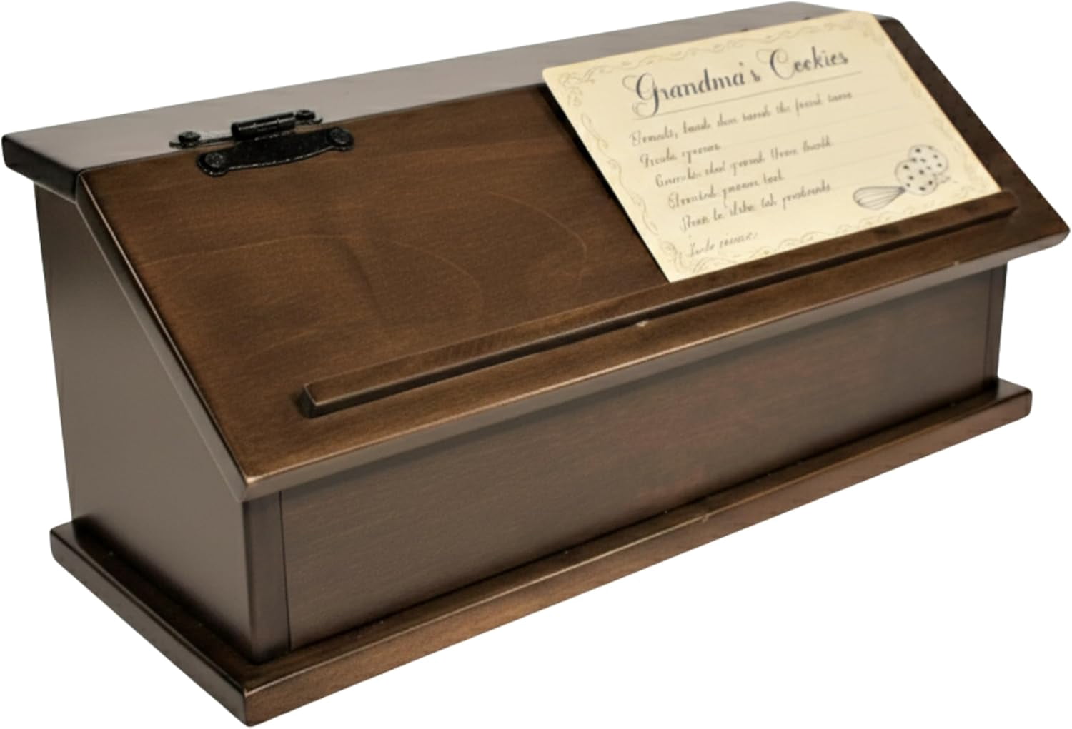 DutchCrafters Solid Brown Maple Wood Double Recipe Card Holder for Baking, Cooking - Kitchen Decor & Organization Box, Holds 4x6 or 3x5 Cards - Amish Made in USA