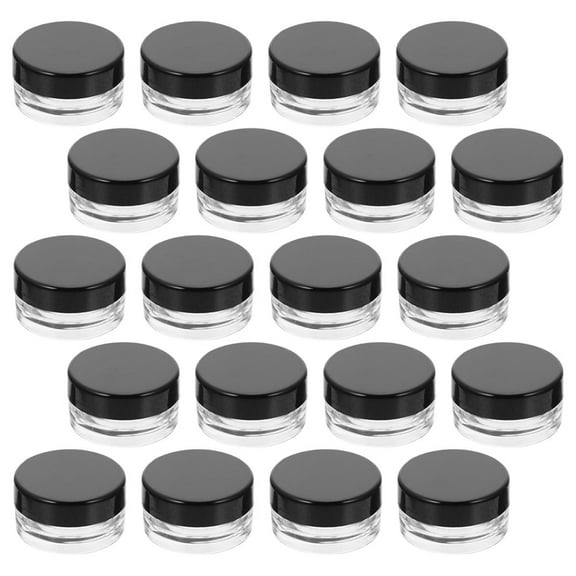 HEANUJJ 20Pcs Small Containers for Facial Cream Lotion Mini Makeup Containers 3x1.5in Black Plastic