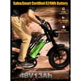 thumbnail image 4 of Electric Bike for Teens & Adults – 750W (Peak 1500W) Motor, 28 MPH, 48V 13Ah Battery, 16×4" Fat Tires, 7-Speed E-Bike with Dual Suspension, Black, 4 of 7