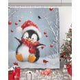 thumbnail image 5 of Christmas Penguin Shower Curtain, Xmas Watercolor Birds Balls Snowflake Waterproof Washable Boho Funny Cute Shower Curtains Set for Bathroom Farmhouse Bathtubs Decor with Hook, 36"Wx72"L, 5 of 7