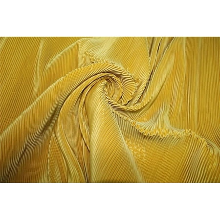 Mustard Golden color Polyester Pleated Fabric ~ 58quot; Wide