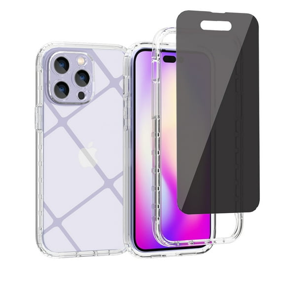 Xhy iPhone 14 Plus Case with Privacy Screen Protector Reinforced Bumper Protection Anti Scratch Transparent Shockproof Durable Non-Yellowing Crystal Clear Case for iPhone 14 Plus 6.7 inch 2022 Phone