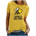 thumbnail image 4 of Graphic Tees for Women Casual Short Sleeve Graphic Print Tee for Everyday Wear Comfortable Crew Neck Top for Women’s Wardrobe Yellow L, 4 of 4