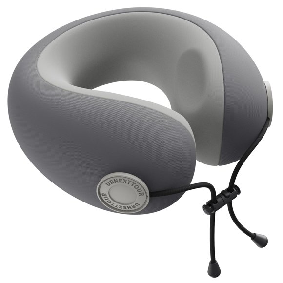 Almohada cervical de viaje Urnexttour, espuma viscoelástica con fundas de almohada, color gris