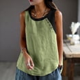 thumbnail image 6 of Aboser Retro Tank Tops for Women Plus Size Casual Sleeveless T Shirts Breathable Cotton Linen Shirt Loose Color Block Blouses Comfy Round Neck Tee Top, 6 of 7