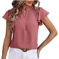 thumbnail image 2 of SDNall Lace Sleeve Tops for Women Fashion Short Sleeve Comfortable Breathable Round-Neck Blouses Womens Blouse, 2 of 9