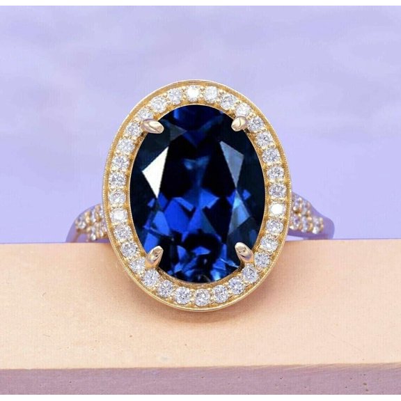 2.50Ct Oval Cut Lab Created Blue Sapphire Women's Wedding Pretty Band Ring 14k Yellow Gold Plated
