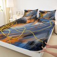 thumbnail image 3 of jejeloiu Minimalist Watercolor Bed Sheets,Modern Geometric Aesthetic King Sheets,Orange Blue Black Sheet Set For Men Women,Lightweight Room Decor,4pcs, 3 of 7