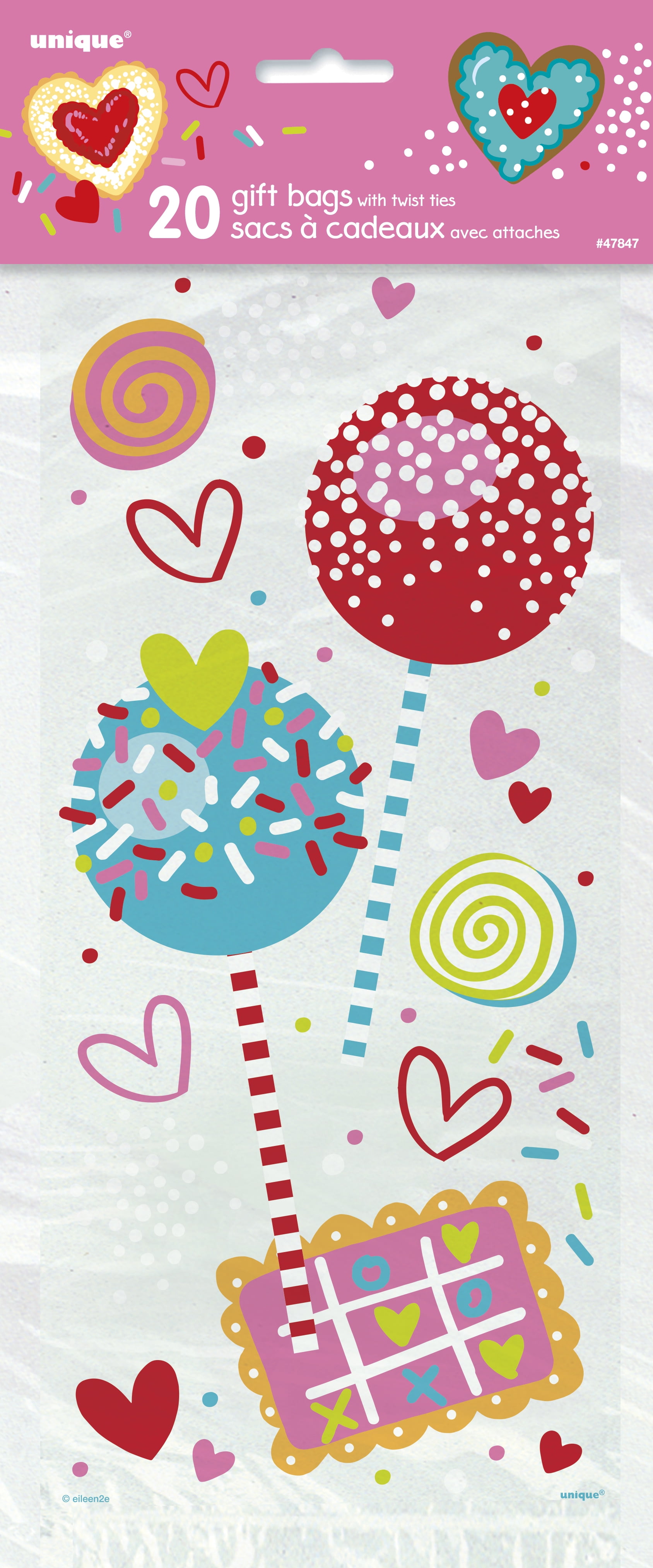 Party Bags Cellophane Bags Twist Ties Cone Bags Sweets CUPID LOVE