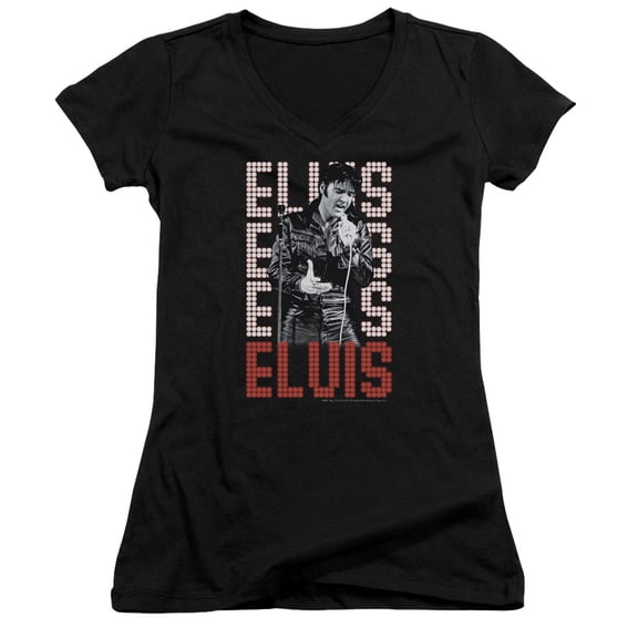 Elvis Presley 1968 Junior Women's V-Neck T-Shirt Black