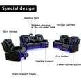 thumbnail image 4 of Luxurious Black Leather Sectional Sofa Set with LED Lights, Cup Holders, USB Port - Power Recliner & Storage Consoles Modern Style Comfortable Living, 4 of 14