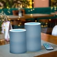 thumbnail image 6 of Navy Blue Flickering Flameless Candles Battery Operated with Remote Timer LED Pillar Candles Set of 2, 6 of 7