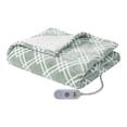 thumbnail image 1 of Serta Tissu Polyester Imprimé Microlight vers Sherpa Chauffé Jeté Électrique Vert, 1 of 6