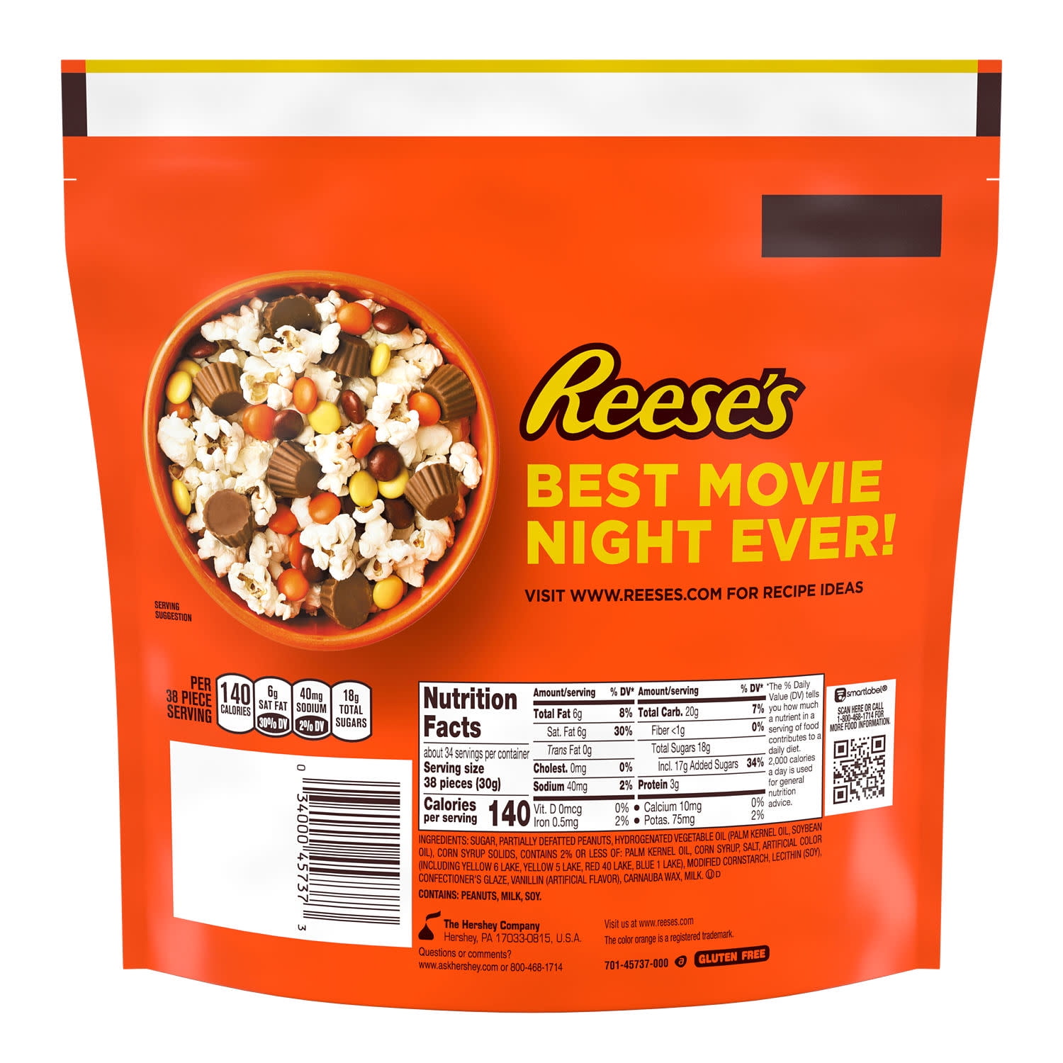 Reese's Pieces Peanut Butter in a Crunchy Shell Candy, Party Pack 35.7 oz