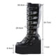 thumbnail image 5 of Botas altas hasta el muslo con cuña para Mujer, diseño de marca, botas de plataforma negras a la moda, zapatos góticos de Cosplay para Mujer 2022, 5 of 5