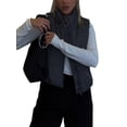 thumbnail image 4 of Douhoow Cropped Puffer Jackets for Women Quilted Lightweight Padded Stand Collar Zipper Coat Long Sleeve/Sleeveless Bomber Jacket, 4 of 9