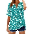thumbnail image 2 of Xdegoge Short Sleeve Womens Tops Plus Size V Neck T Shirt Floral Printed Summer Tunic Tops Oversized Loose Fit Boho Blouses, 2 of 5