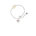 thumbnail image 2 of Delight Jewelry Silvertone Large July - Red Crystal Heart - Goldtone Leaf Delicate Bracelet, 6.25+1.75", 2 of 4