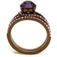 thumbnail image 3 of Womens Coffee Brown Ring Anillo Cafe Para Mujer Stainless Steel with Top Grade Crystal in Amethyst Argeta, 3 of 5