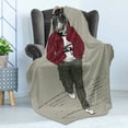 thumbnail image 4 of Modern Soft Flannel Fleece Blanket, Hipster Tiger in Sportswear Taking a Walk Adaptation to Urban City Theme, Cozy Plush for Indoor and Outdoor Use, 70" x 90", Ruby Sage Green Black, by Ambesonne, 4 of 5